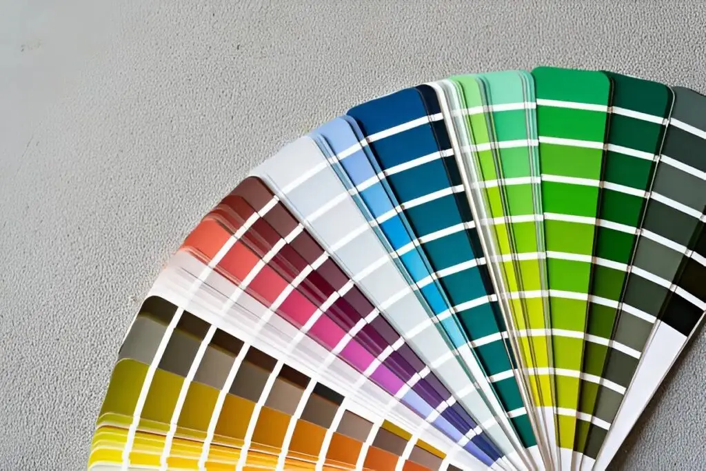 Color palette cards used by an exterior painter in Exeter, CA, during a color consultation