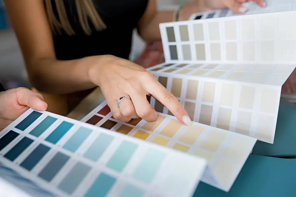 Color swatched presented by an exterior painter in Hanford, CA, during a color consultation