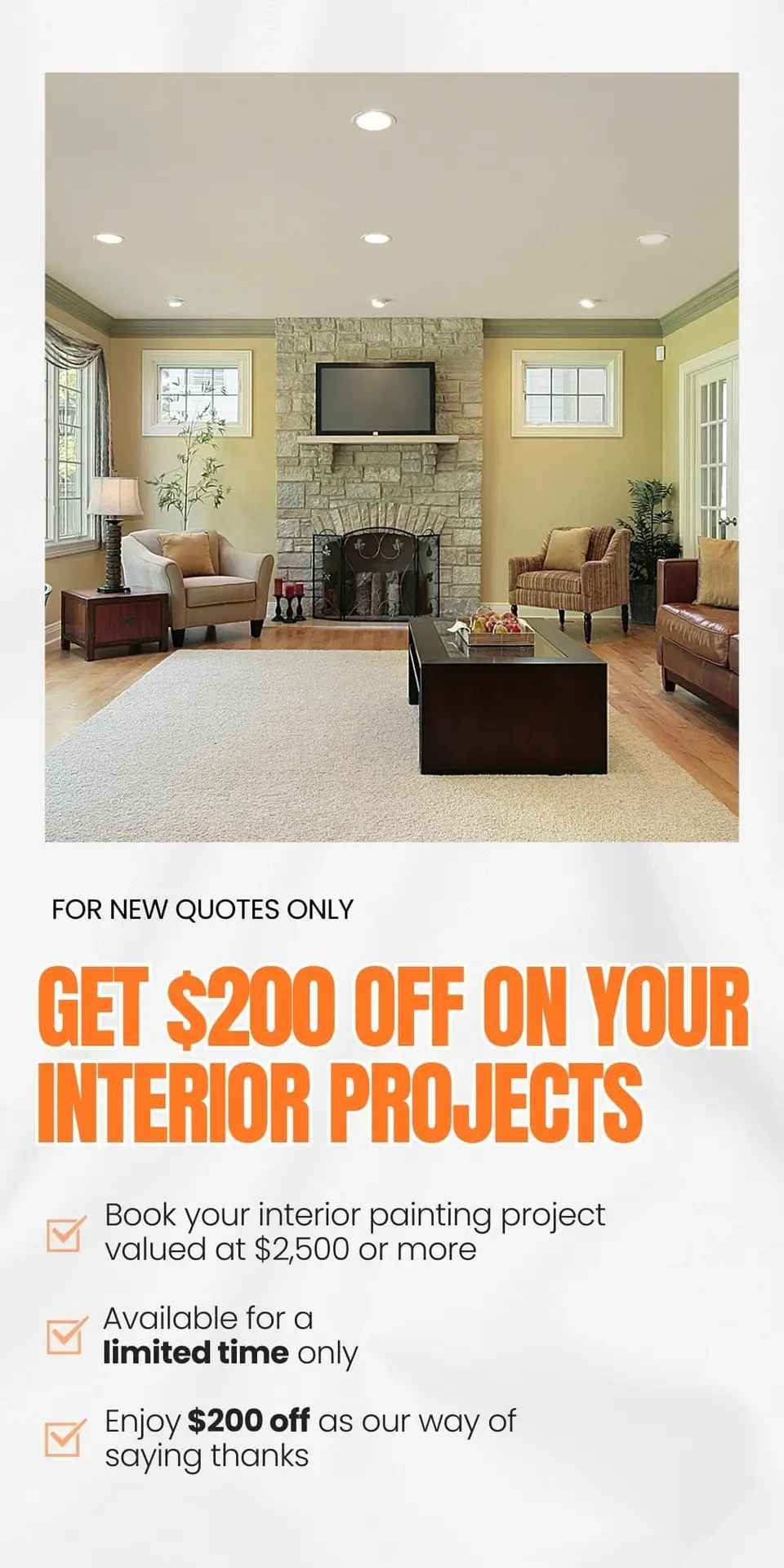 Interior painting discount promotion announcement