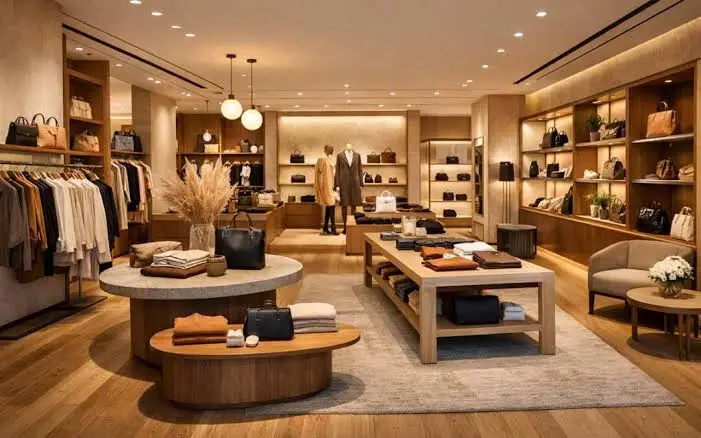 Warm neutral retail interior with beige walls and wood accents by a painting company in Tulare, CA